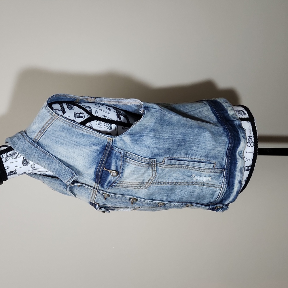 1st Kiss Denim Distressed Blue Jean Vest Women's XL